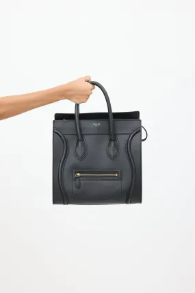 2012 Black Leather Mini Luggage Tote Bag
