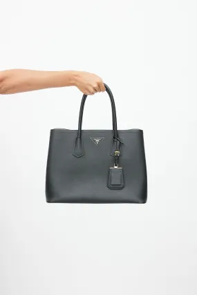 Black Saffiano Leather Double Bag