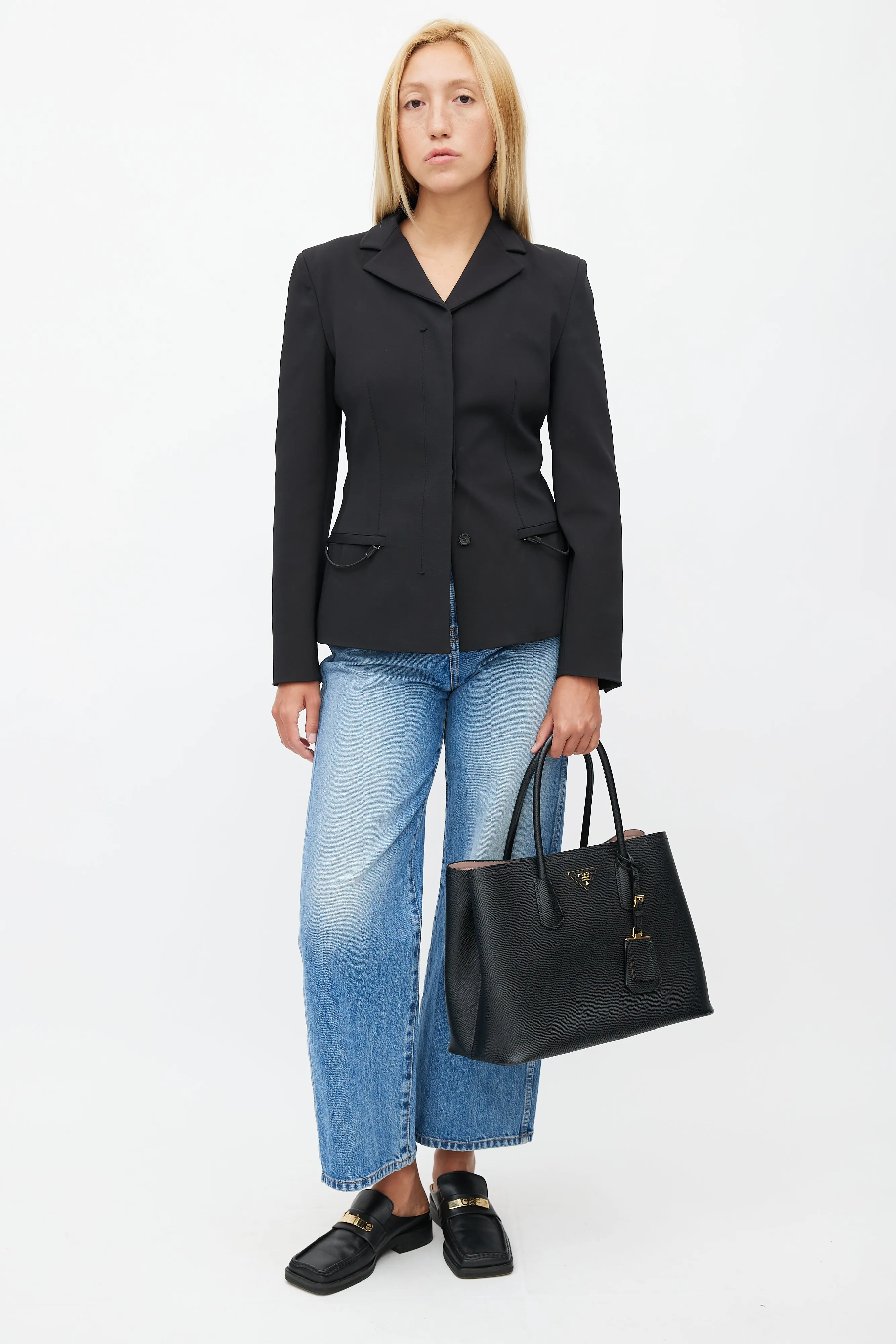 Black Saffiano Leather Double Bag