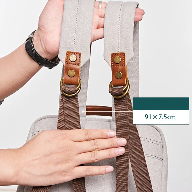 Boho Womens Canvas Leather Backpack Purse Embroidered Canvas Rucksack Bag for Women