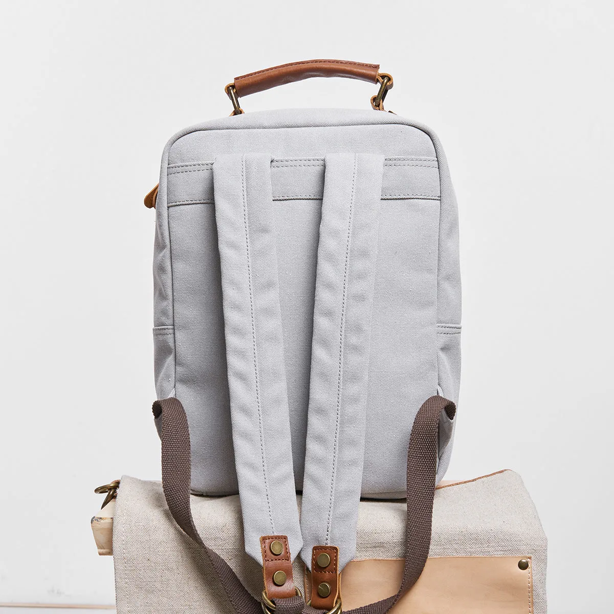 Boho Womens Canvas Leather Backpack Purse Embroidered Canvas Rucksack Bag for Women