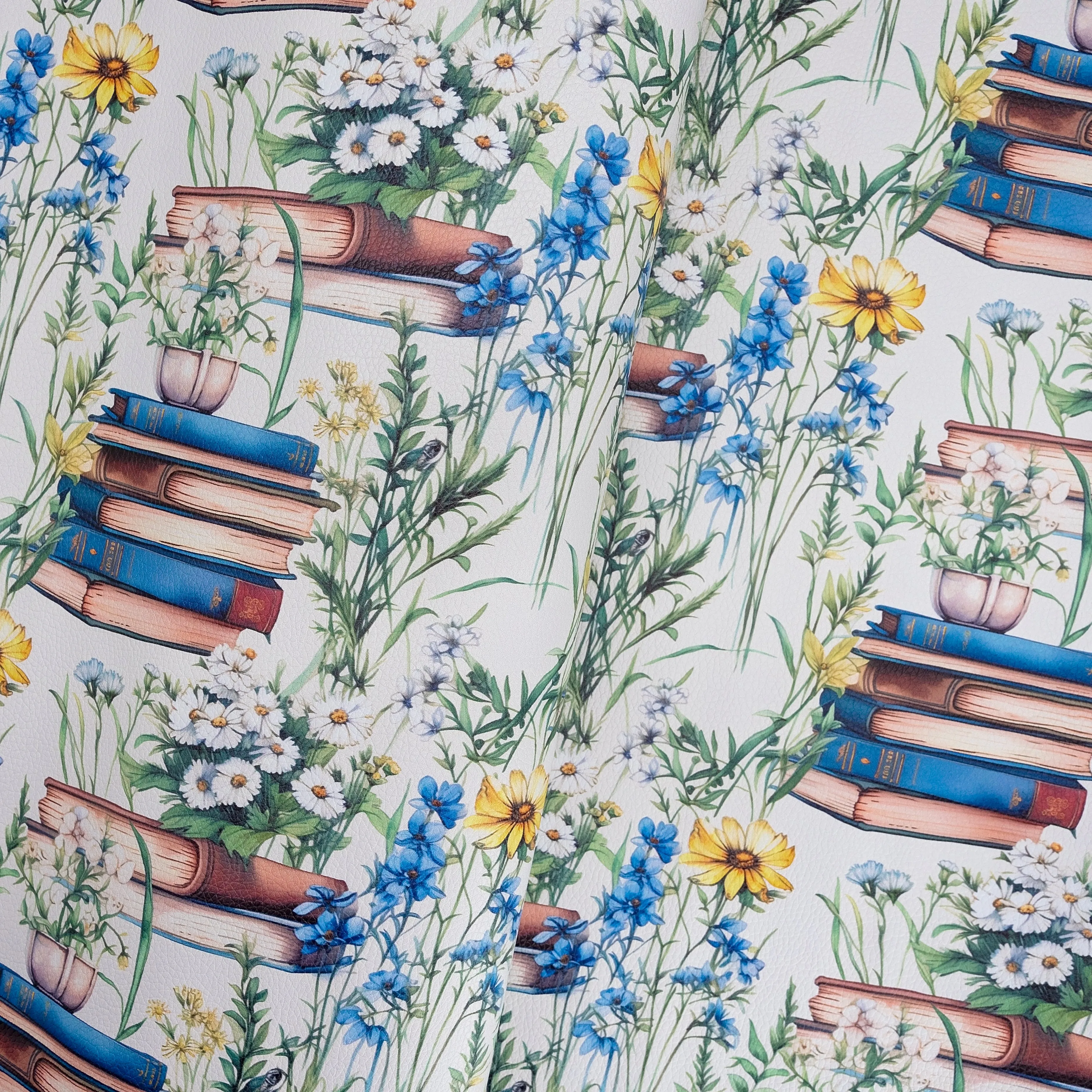 Botanical Books Printed Vinyl 18" x 53" Roll  | Pebble Texture