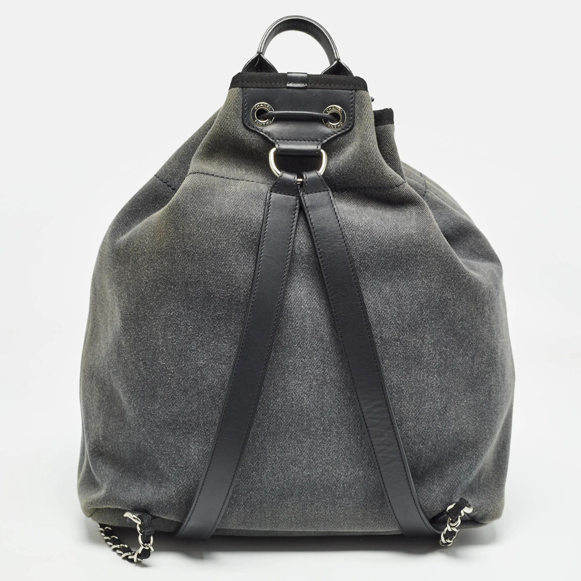 CHANEL Dark Grey Denim Sequins Deauville Backpack