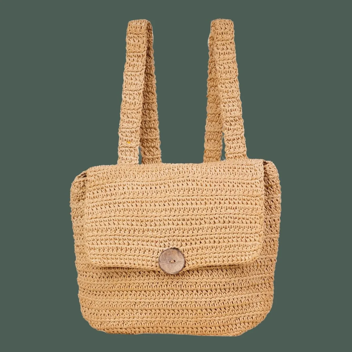 Chic Backpack | Hand-Crafted & Crochet | Cotton | Sand Brown