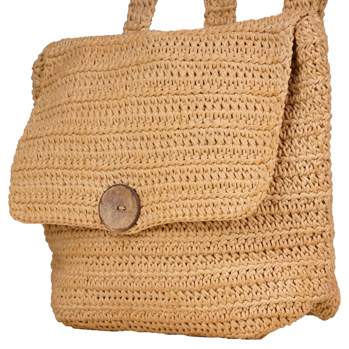 Chic Backpack | Hand-Crafted & Crochet | Cotton | Sand Brown