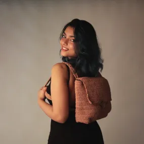 Chic Backpack | Hand-Crafted & Crochet | Cotton | Sand Brown