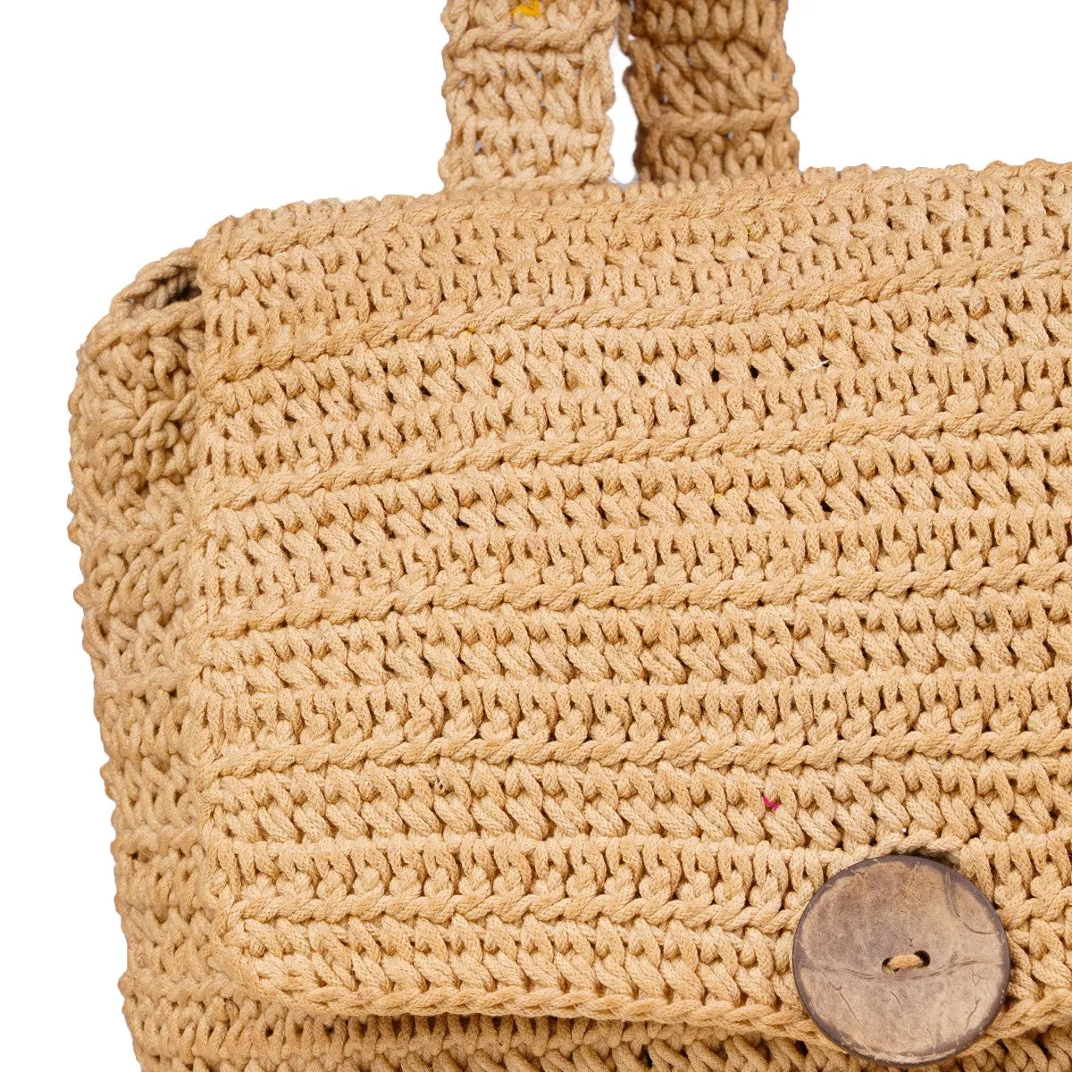 Chic Backpack | Hand-Crafted & Crochet | Cotton | Sand Brown