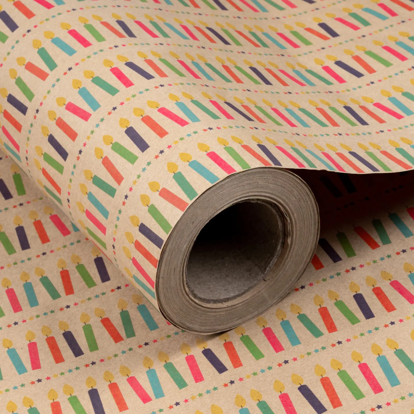 Colorful Candle Eco-Friendly Kraft Wrapping Paper with Cut Line on Reverse