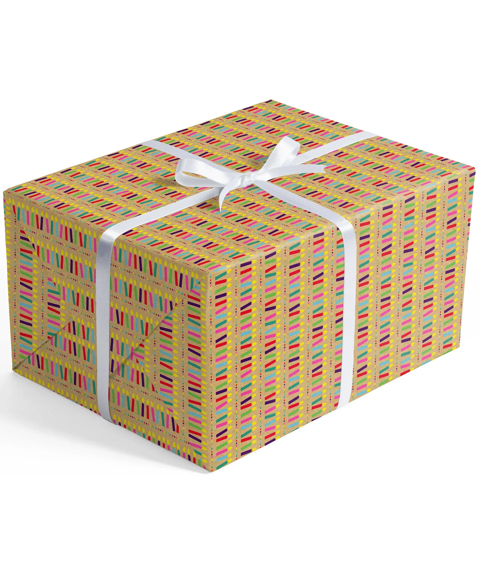Colorful Candle Eco-Friendly Kraft Wrapping Paper with Cut Line on Reverse