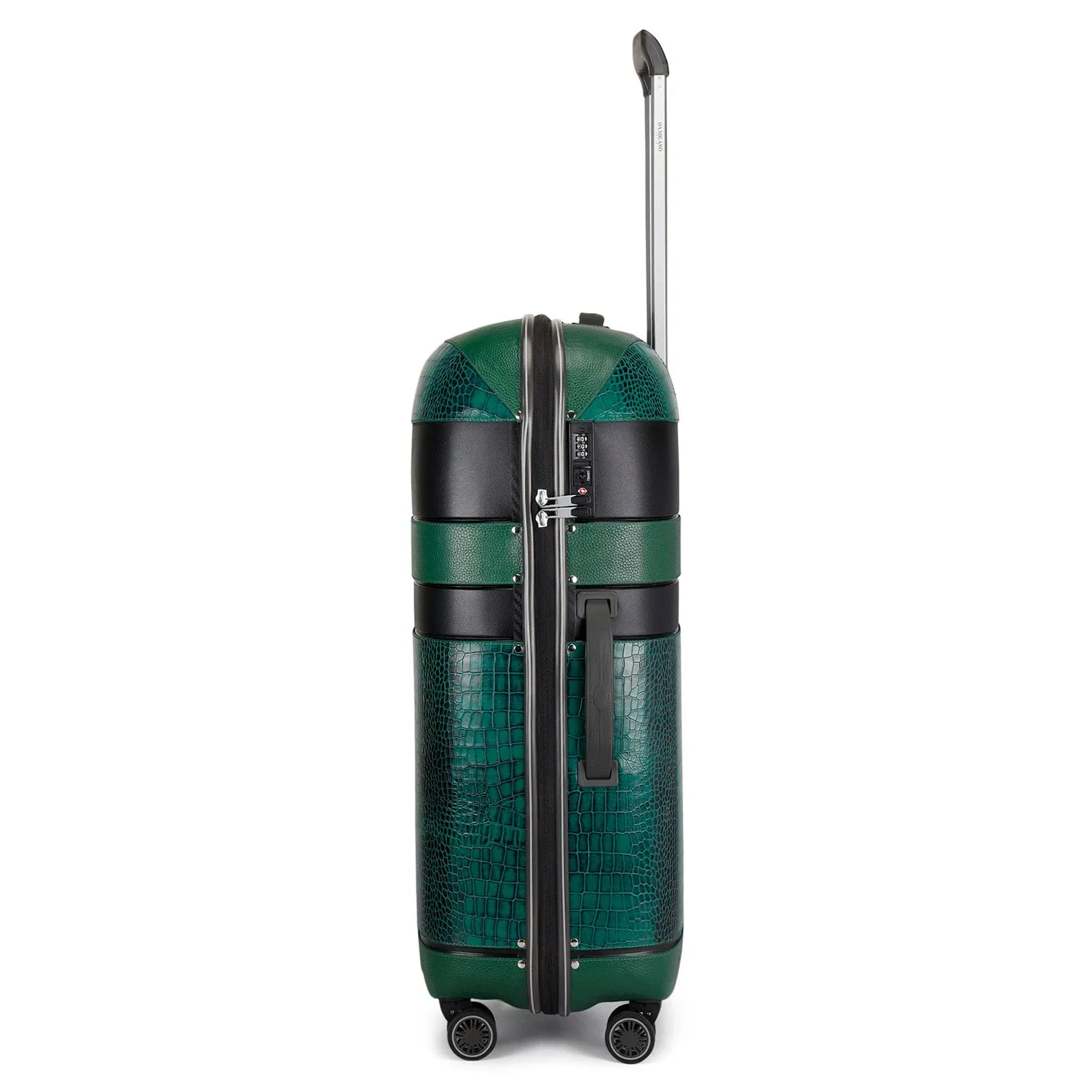 Large PC & Croco Leather Trolley - Sea Weed