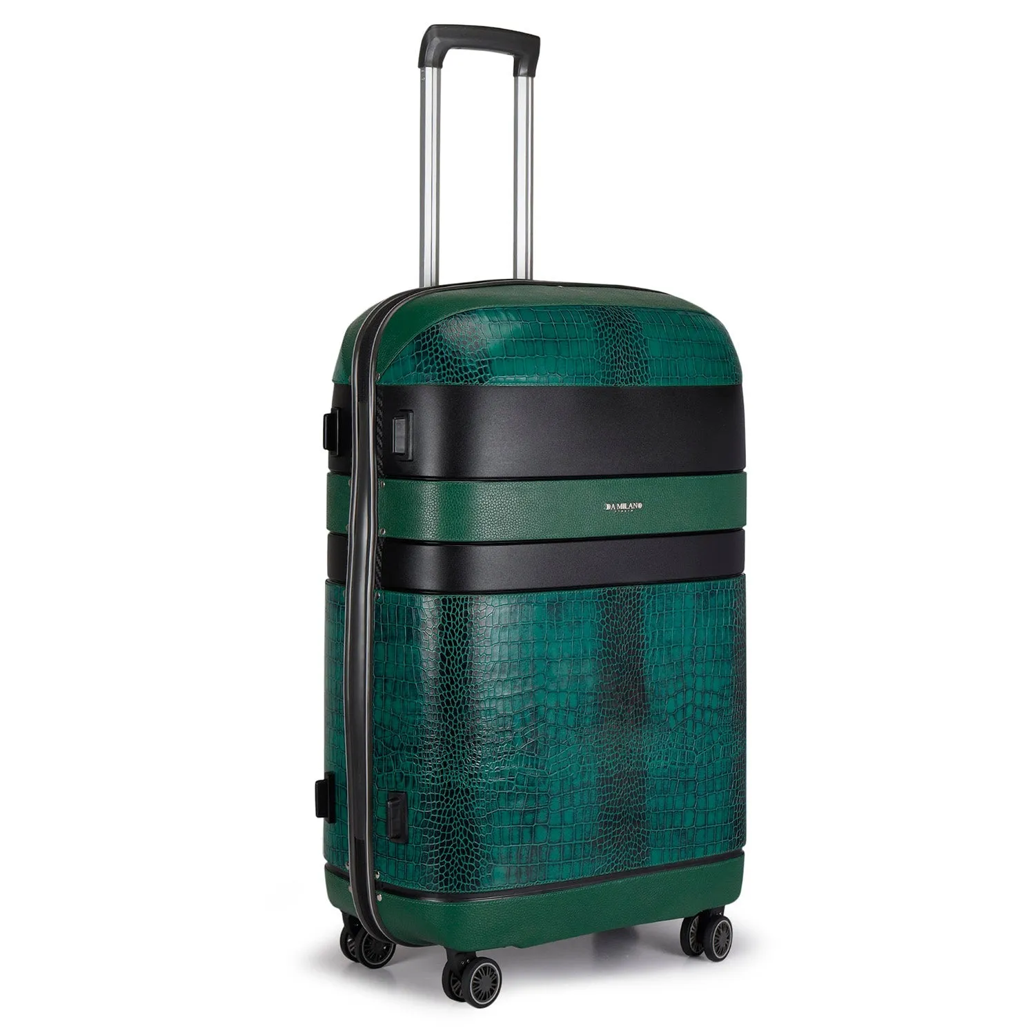 Large PC & Croco Leather Trolley - Sea Weed