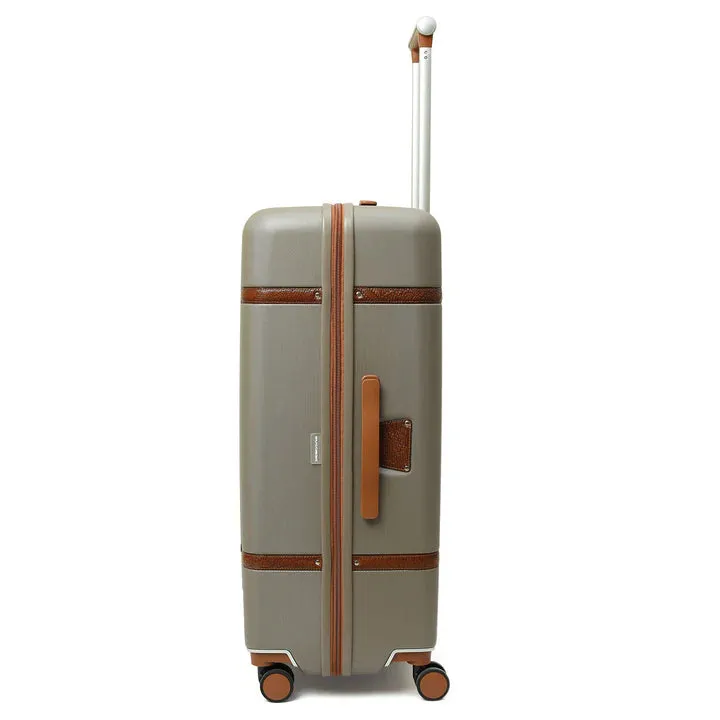 Large PC Mat Emboss Leather Trolley - Khaki & Cognac