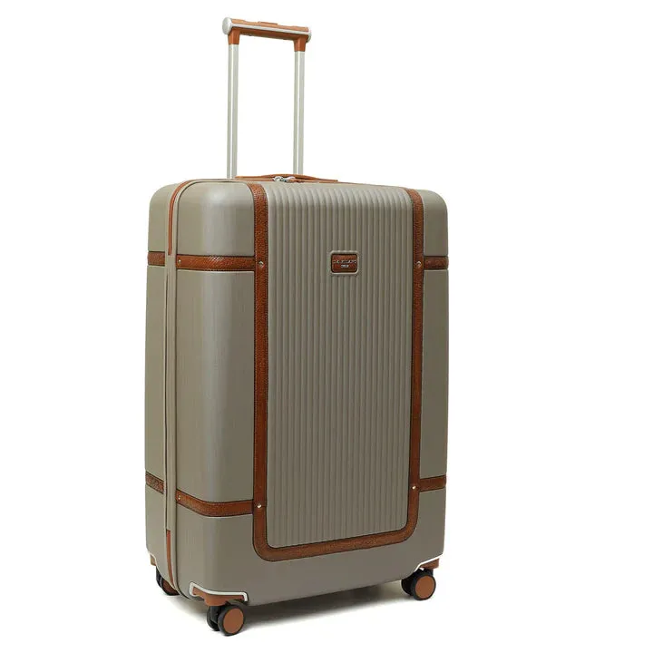 Large PC Mat Emboss Leather Trolley - Khaki & Cognac