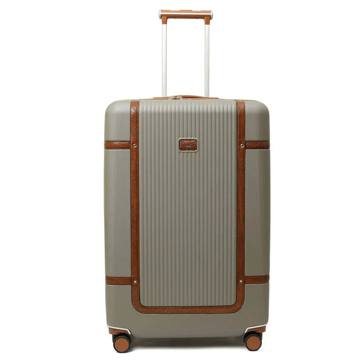 Large PC Mat Emboss Leather Trolley - Khaki & Cognac