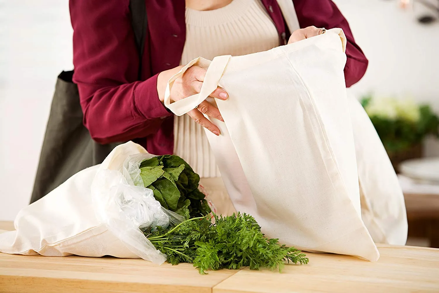 Lightweight Cotton Tote Bags 15" x 16" x 3"