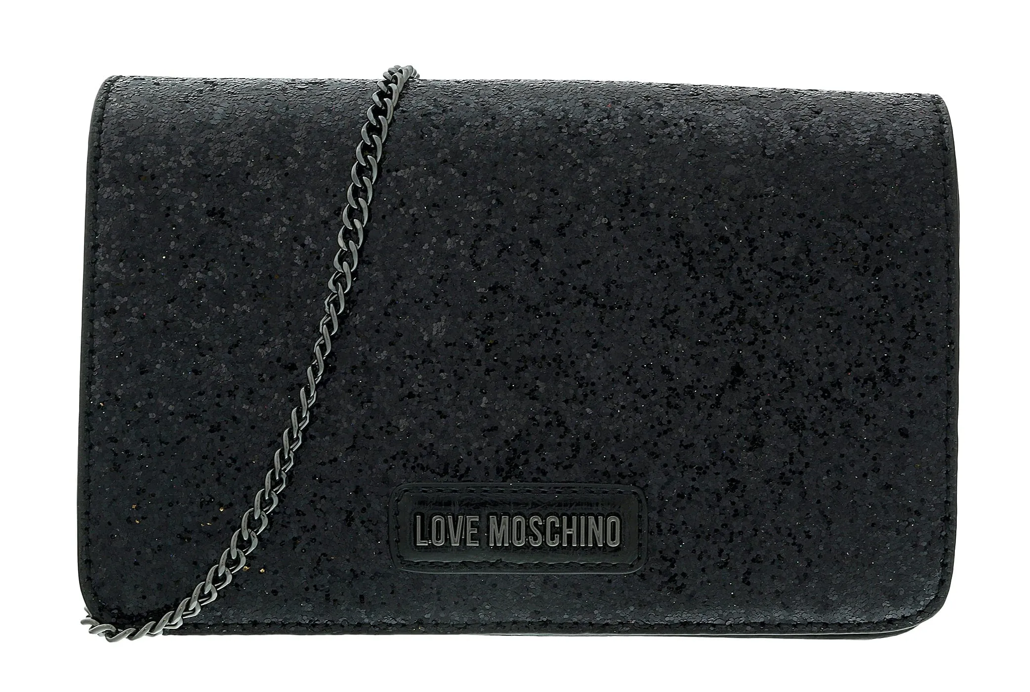 Love Moschino Black Glitter  Classic Clutch Small Shoulder Bag