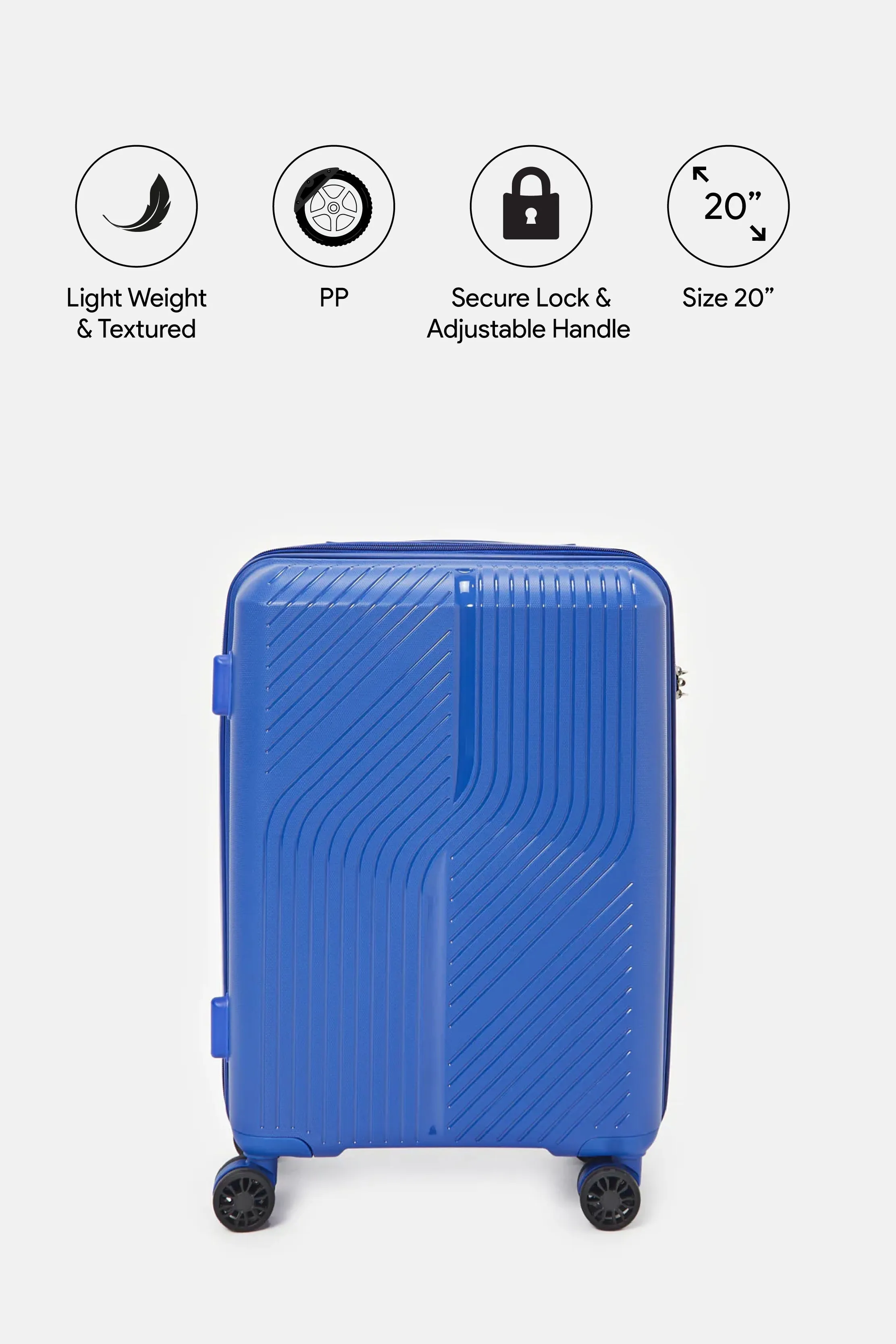 Navy Textured Trolley Luggage (20 Inch)