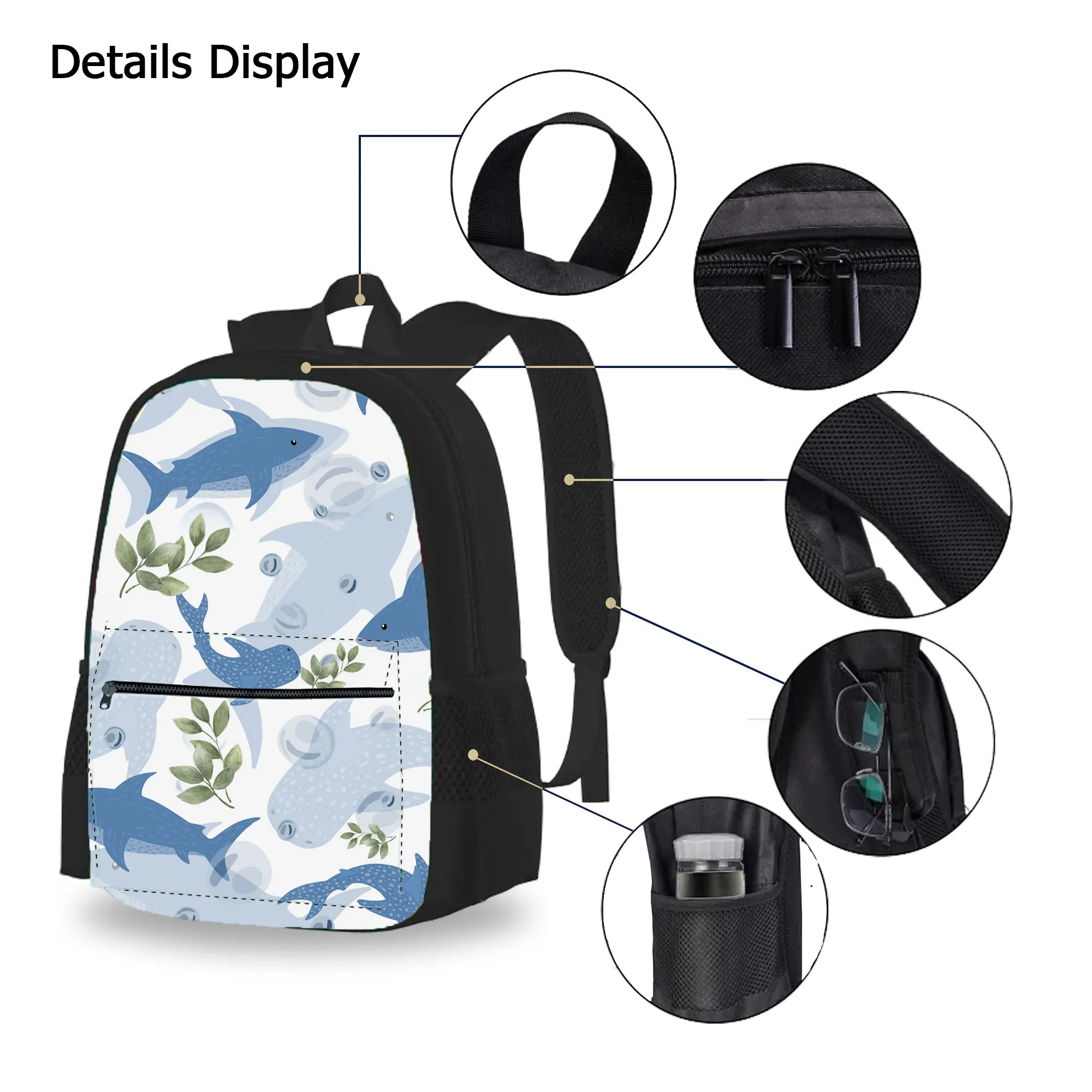 Sea Friends Set - Durable Backpack, Lunch Bag, and Pencil Case for Him