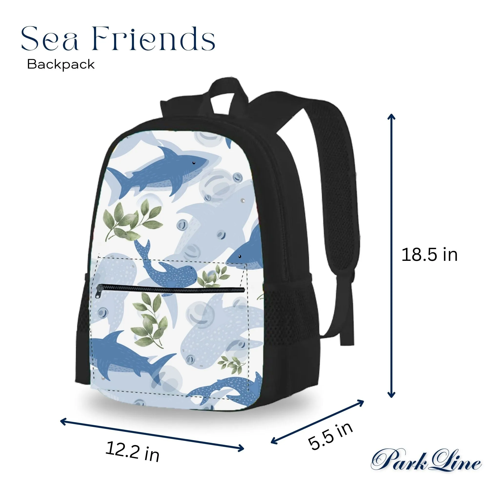 Sea Friends Set - Durable Backpack, Lunch Bag, and Pencil Case for Him