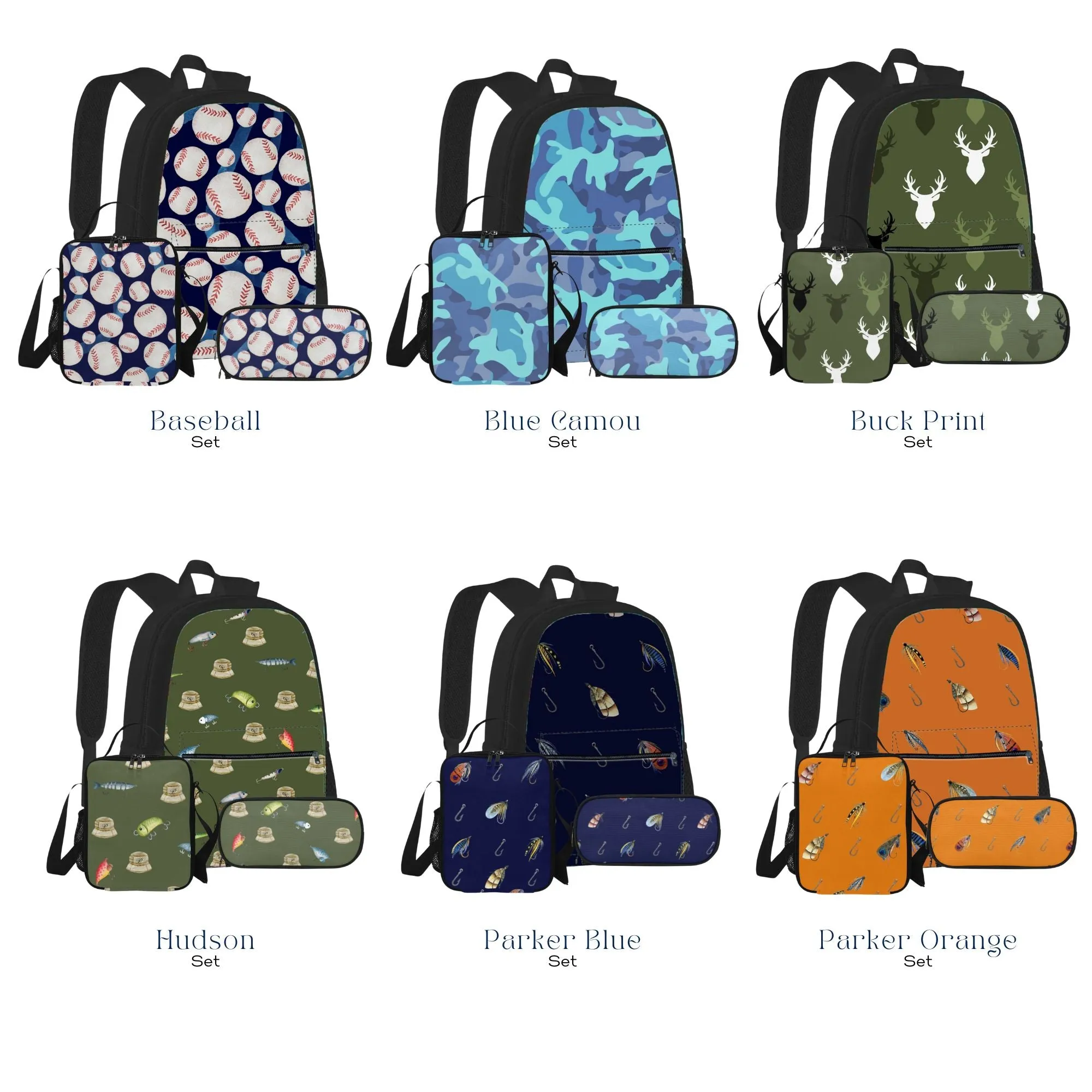 Sea Friends Set - Durable Backpack, Lunch Bag, and Pencil Case for Him