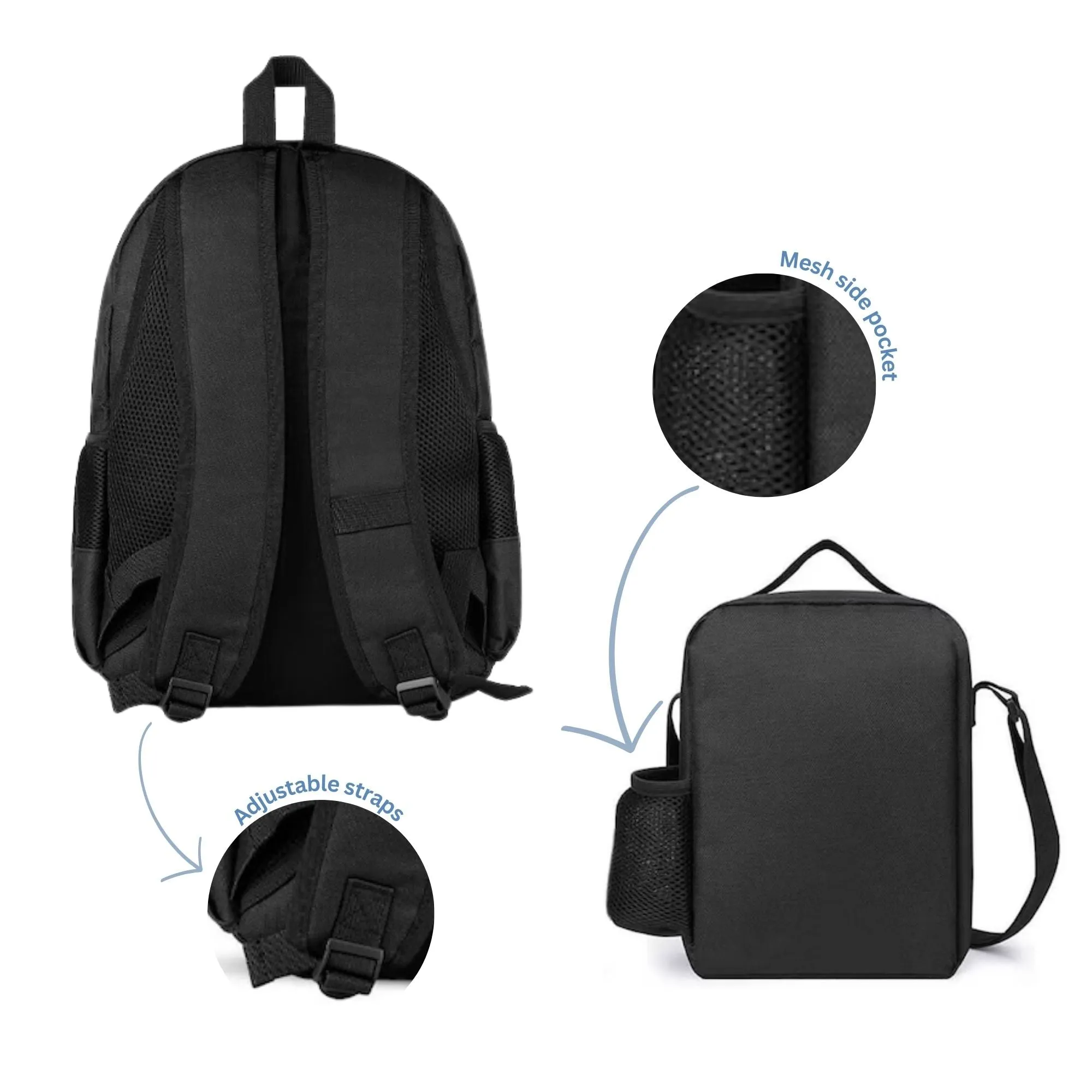 Sea Friends Set - Durable Backpack, Lunch Bag, and Pencil Case for Him