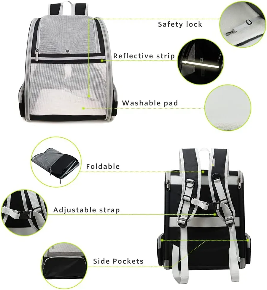 Sleek Black Space Bubble Backpack for Pets on the Go