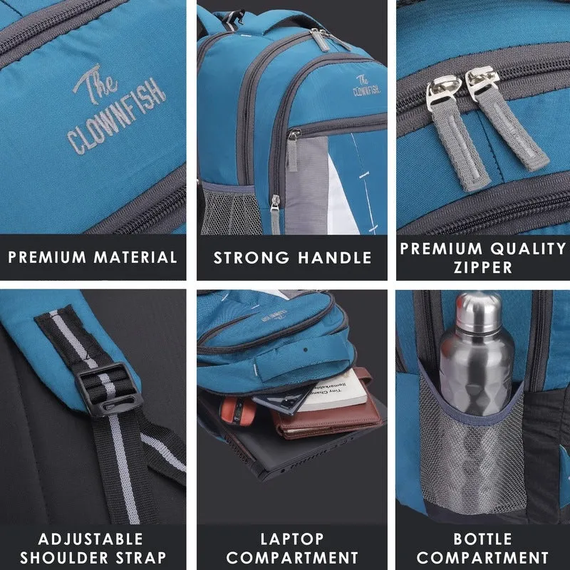 THE CLOWNFISH Karleen Series Laptop Backpack - Water-Resistant, Stylish Design | 28 Litres | Peacock Blue