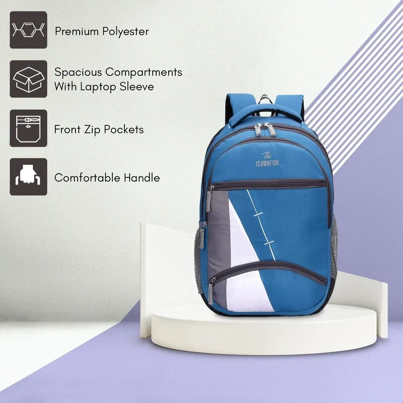 THE CLOWNFISH Karleen Series Laptop Backpack - Water-Resistant, Stylish Design | 28 Litres | Peacock Blue
