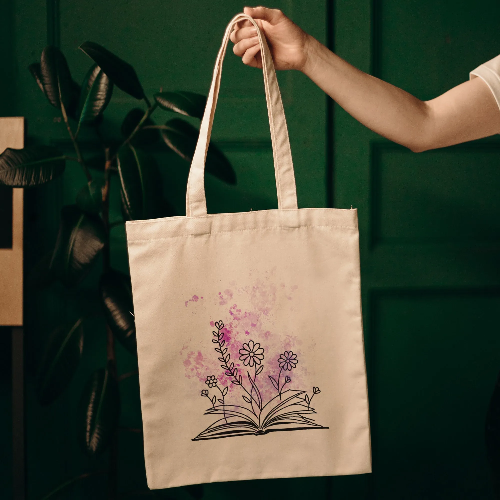 The Flower Book Lover Tote Bag