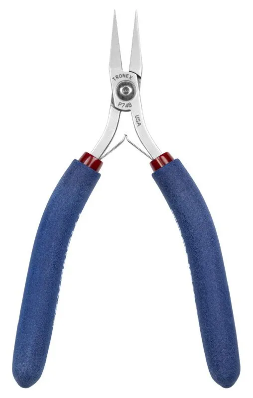 Tronex P748 Flat Nose Pliers with Medium, Smooth Jaw, Narrow Tips & Long Ergonomic Handles, 6.20" OAL
