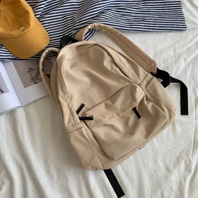 Uakiss Backpacks Women Solid Black Large Capacity Backpack Trendy Harajuku Casual Zipper Waterproof Bag Students Japanese Style Mochila