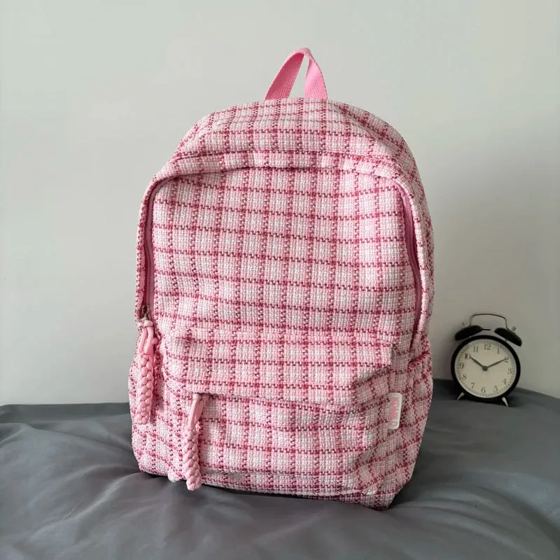 Uakiss Sweet Y2k Aesthetic Fashion Backpacks Women Casual Chic Plaid Schoolbag Japanese Trendy All Match College Students Laptop Bags