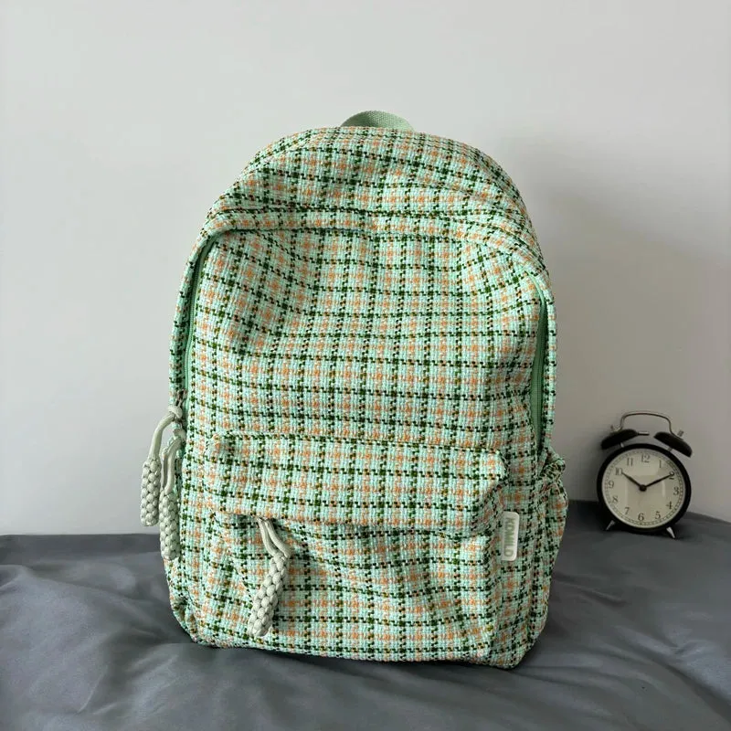 Uakiss Sweet Y2k Aesthetic Fashion Backpacks Women Casual Chic Plaid Schoolbag Japanese Trendy All Match College Students Laptop Bags