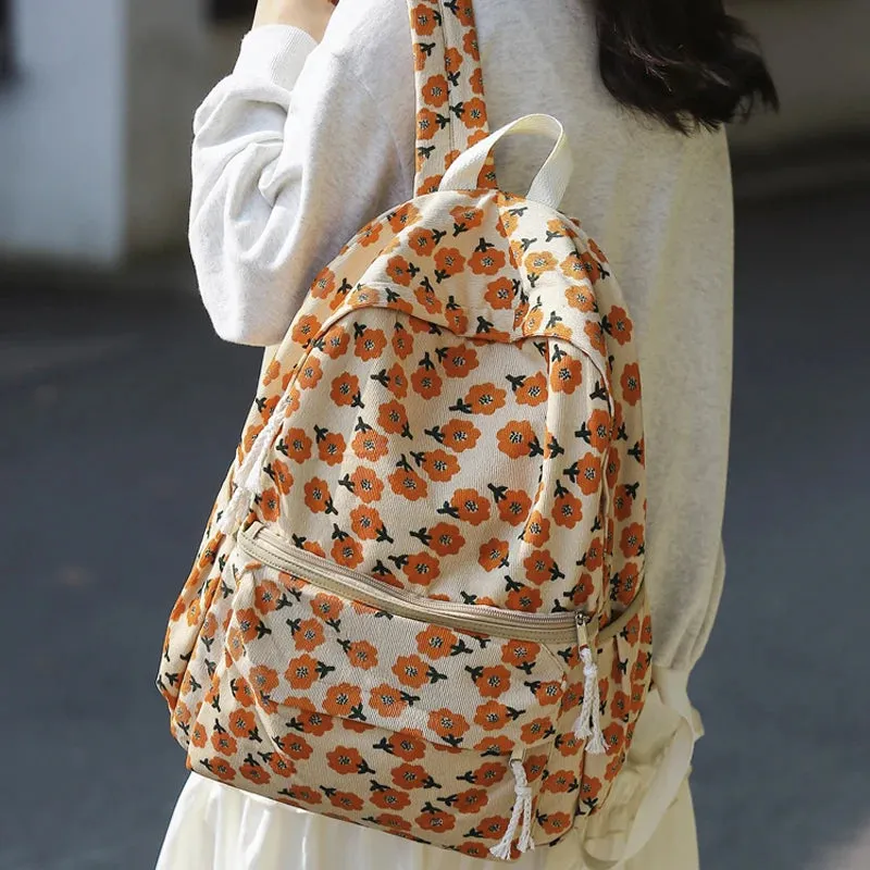 UAKISS  -  Women Kawaii Flower Backpacks Teenager Laptop Lady Cute Book Bag Girl Trendy College Backpack Fashion Female Travel School Bags