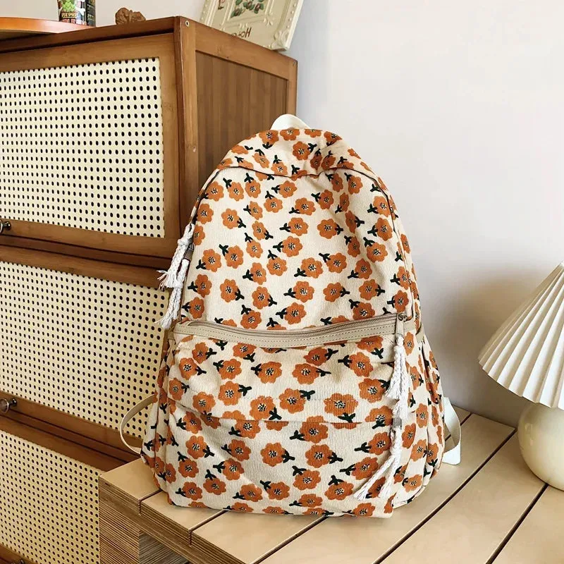 UAKISS  -  Women Kawaii Flower Backpacks Teenager Laptop Lady Cute Book Bag Girl Trendy College Backpack Fashion Female Travel School Bags