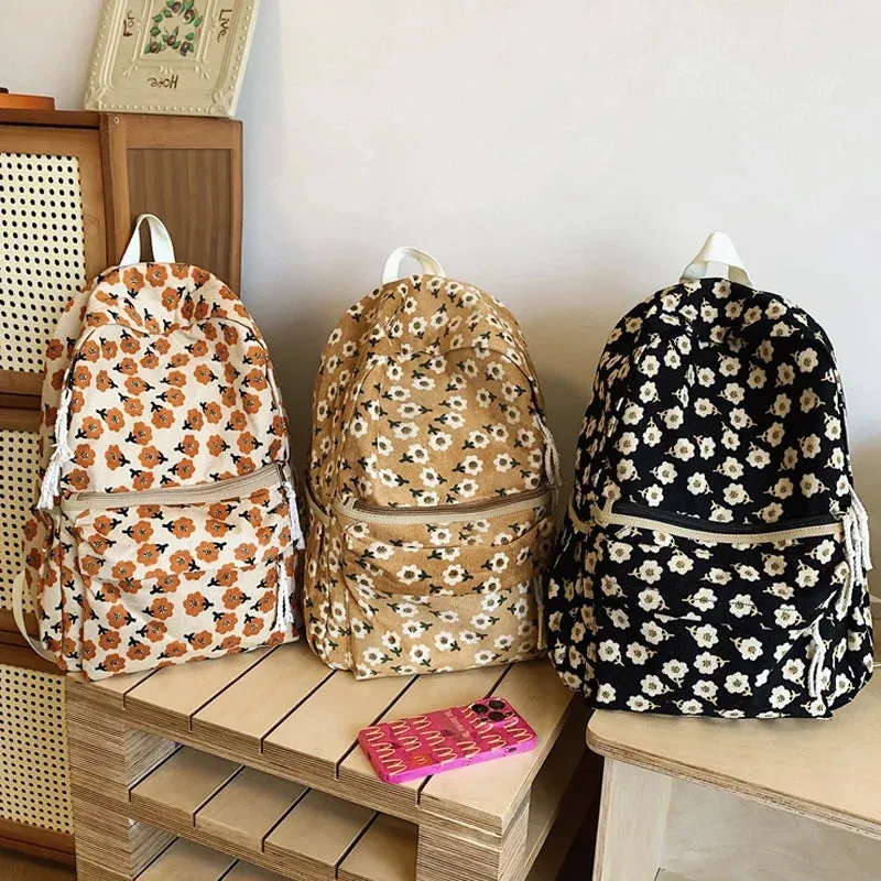 UAKISS  -  Women Kawaii Flower Backpacks Teenager Laptop Lady Cute Book Bag Girl Trendy College Backpack Fashion Female Travel School Bags
