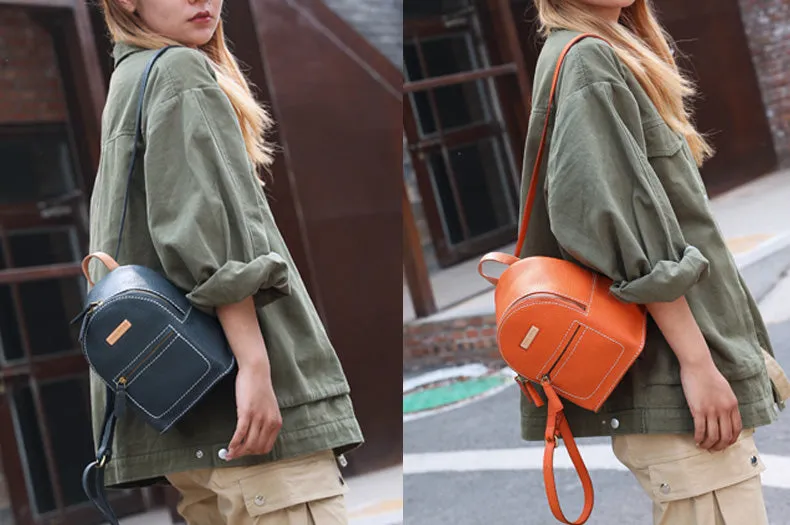 Women's Blue Leather Mini Backpack Bag Purse Trendy Backpacks for Womens