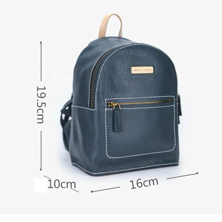 Women's Blue Leather Mini Backpack Bag Purse Trendy Backpacks for Womens