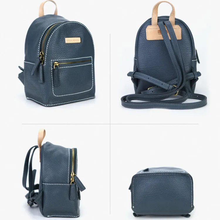 Women's Blue Leather Mini Backpack Bag Purse Trendy Backpacks for Womens