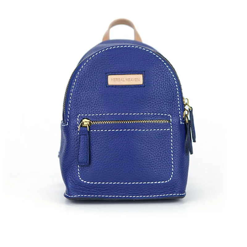 Women's Blue Leather Mini Backpack Bag Purse Trendy Backpacks for Womens